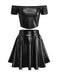 2PCS Top disco metallizzato con spalle scoperte e gonna anni '70