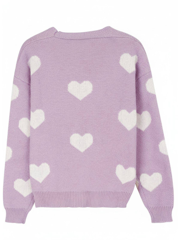 Cardigan in maglia con stampa a cuore per San Valentino anni '50