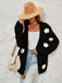 Cardigan a maglia con fiori 3D e maniche lunghe anni '30