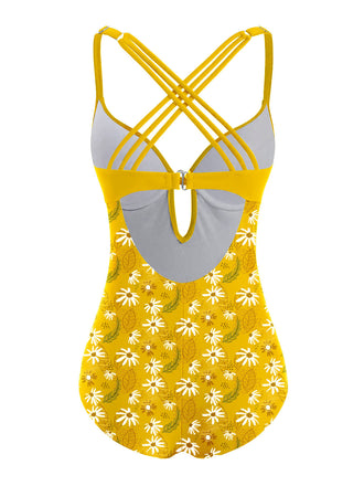 Costumi intero margherite patchwork giallo anni '50