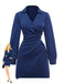 Abito camicia a righe con scollo a V blu anni '60