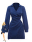 Abito camicia a righe con scollo a V blu anni '60