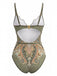 Costumi Intero Verde Anni '70 Bohemien con Colletto a Petalo