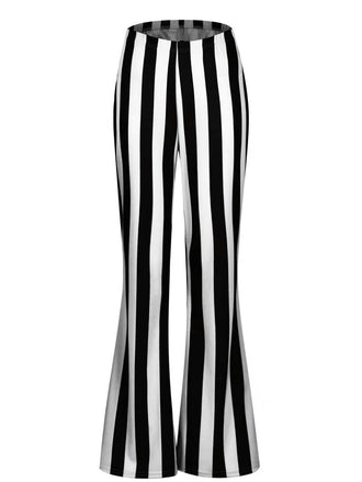 Pantaloni svasati a righe verticali bianco e nero anni '70