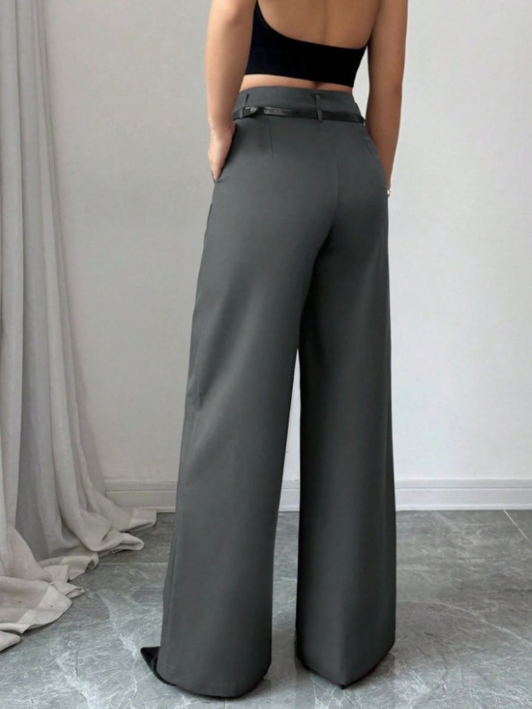 Pantaloni a gamba larga a vita alta bordeaux anni '60