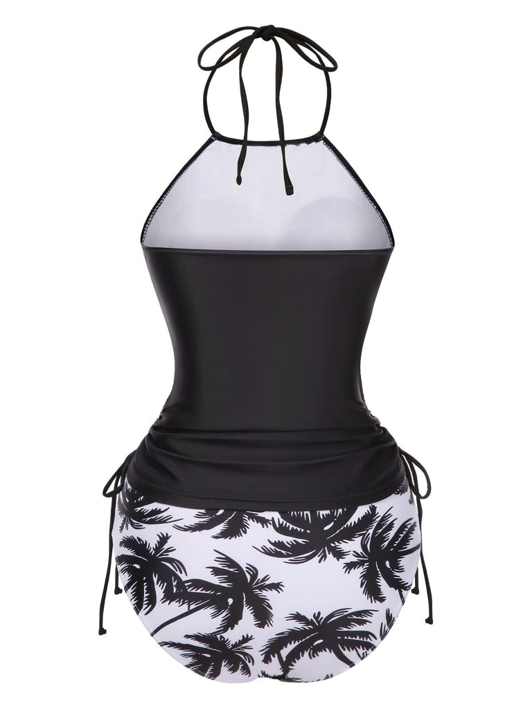 Bikini punk scheletro stampa da spiaggia nero anni '80