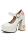 Scarpe Mary Jane con tacco alto fibbia e ritagli a cuore