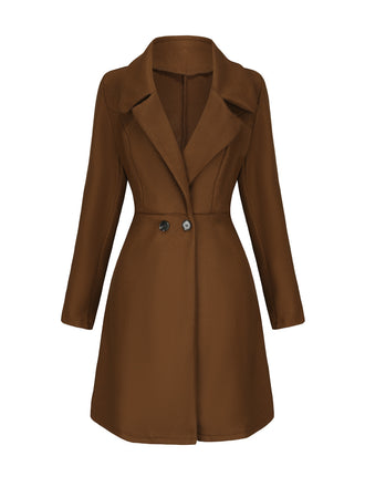 Cappotto a ruota in lana sintetica tinta unita con revers anni '40