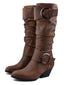 stivali alti cowboy in stile western con fibbia vintage