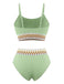 Bikini a coste con vita alta e motivo a zigzag anni '50