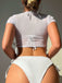 Set bikini con coulisse e top spiaggia tropicale anni '60