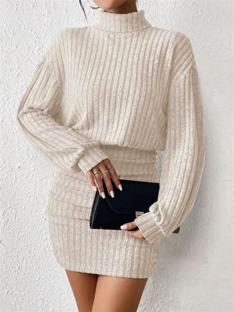 Abito aderente con collo alto a coste grigio anni '60