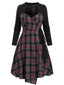 [Taglia Forti] Abito patchwork a quadri nero anni '40