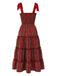 Abito con lacci a quadri natalizi rosso anni '40