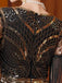 Abito lungo in paillettes e nappe con scollo a V oro anni '20
