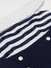 Tuta corta a righe spalle scoperte patchwork blu navy anni '50