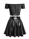 2PCS Top disco metallizzato con spalle scoperte e gonna anni '70