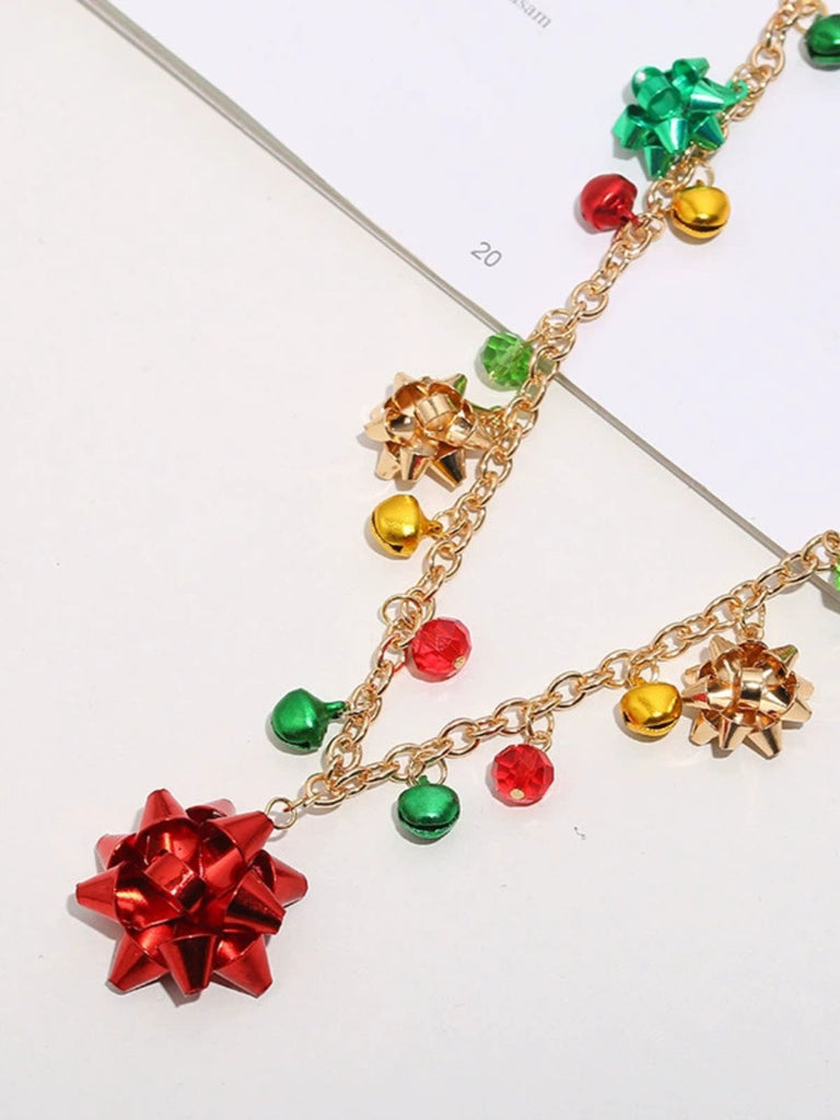 Set di collana e bracciale e orecchini con campanella a fiore Natale