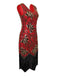 Abito flapper con scollo a V e perline e paillettes anni '20