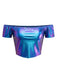 2PCS Top disco metallizzato con spalle scoperte e gonna anni '70