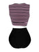 Costume da bagno patchwork a righe rosa anni '70