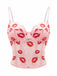 Corsetto in pizzo con stampa di baci San Valentino rosa anni '50
