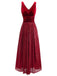 Abito lungo paillettes in velluto con scollo a V bordeaux anni '50