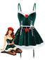2PCS Completo top e gonna in velluto natalizio del 1970