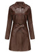 Giacca lunga in pelle con cintura e revers anni '60