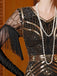 Abito lungo in paillettes e nappe con scollo a V oro anni '20