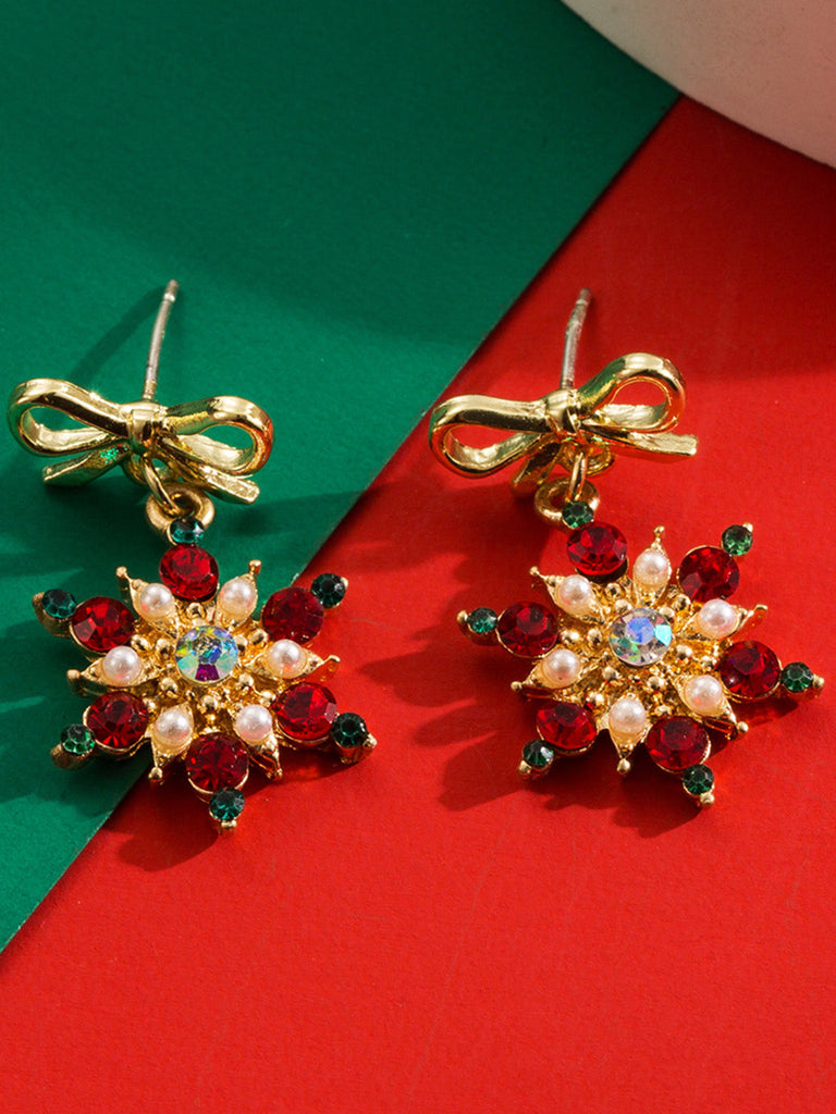 Orecchini pendenti con campanella di Natale e fiocco di neve