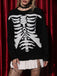 Maglione lavorato a maglia con scheletro Halloween nero anni '50