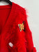 Cardigan in maglia e stampa natalizia 3D bianco anni '70