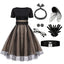 Abito a pois con set di accessori nero anni '50