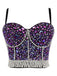 Top corsetto perle di strass  con spalline sottili anni '70