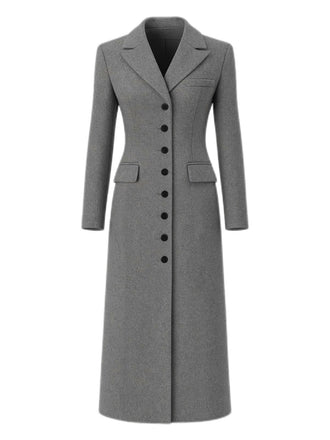Cappotto in finta lana con bottoni e revers a tinta unita grigio anni '30