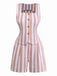 2pcs Gilet a righe con scollo quadrato e pantaloncini cachi anni '60