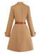 Cappotto doppiopetto con revers e cintura color cachi anni '40