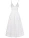 Abito lungo in pizzo boho con scollo a V bianco anni '70