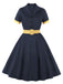 Abito plaid con revers a contrasto anni '50