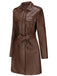 Giacca lunga in pelle con cintura e revers anni '60