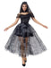 Completo abito in tulle da sposa fantasma Halloween nero anni '70