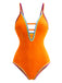 Costumi intero con spalline e cut-out color block anni '70