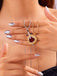 2PCS Collana con rubino a forma di cuore e spada in strass