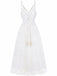 Abito lungo in pizzo boho con scollo a V bianco anni '70