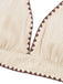 Set bikini beige e marrone anni '50 a costine con scollo all'americana