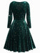 Abito in velluto con scollo a V e stelle verde scuro anni '40
