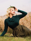 Abito in maglia plaid verde scuro anni '50