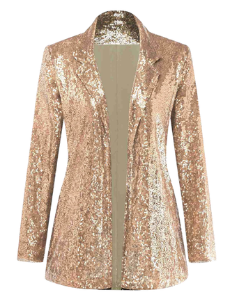 Giacca in paillettes a maniche lunghe con revers champagne anni '70