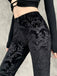 Pantaloni bootcut in velluto con stampa punk anni '80